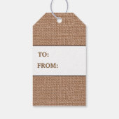 Middelbruin faux burlap gift label Land Cadeaulabel (Achterkant)