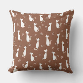 MIDDELBRUIN MET WITTE KAT SILHOUETTEN KUSSEN