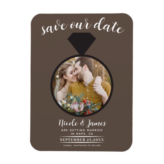 Middelbruine Trouwring Foto Save the Date Magneet (Verticaal)