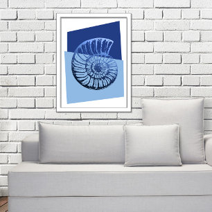 Middelcentraal Moderne Spiral Shell Print Ocean Bl