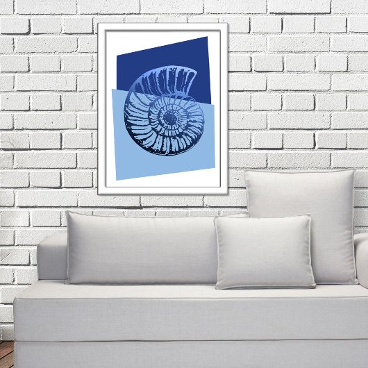 Middelcentraal Moderne Spiral Shell Print Ocean Bl