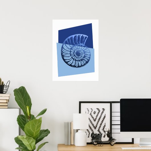 Middelcentraal Moderne Spiral Shell Print Ocean Bl (Thuiskantoor)