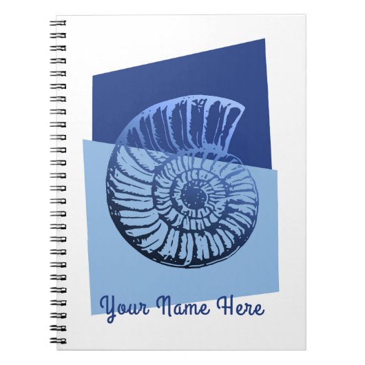 Middelcentraal Moderne Spiral Shell Print Ocean Bl Notitieboek (Voorkant)