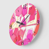 Middelcentraalmodern Abstract, Fuchsia en koraal Grote Klok (Hoek)