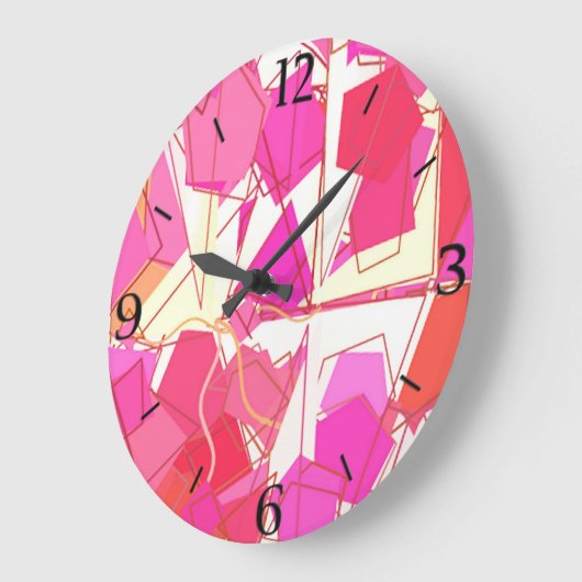 Middelcentraalmodern Abstract, Fuchsia en koraal Grote Klok (Hoek)