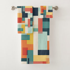 Middelcentraalmodern Abstract meetkundig kleurenbl Bad Handdoek