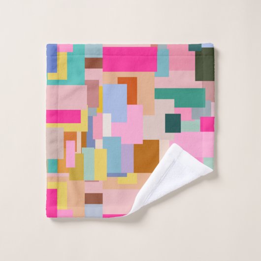 Middelcentraalmodern Abstract meetkundig kleurenbl Bad Handdoek (Wasdoekje)