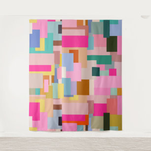 Middelcentraalmodern Abstract meetkundig kleurenbl Wandkleed