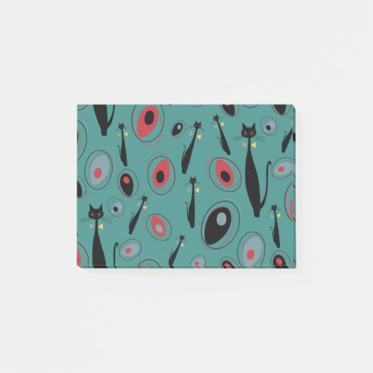 Middelcentraalmoderne atoomkattenpatroon 1.3 post-it® notes (Voorkant)