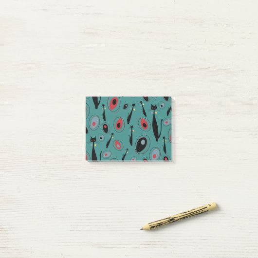 Middelcentraalmoderne atoomkattenpatroon 1.3 post-it® notes (Op bureau)