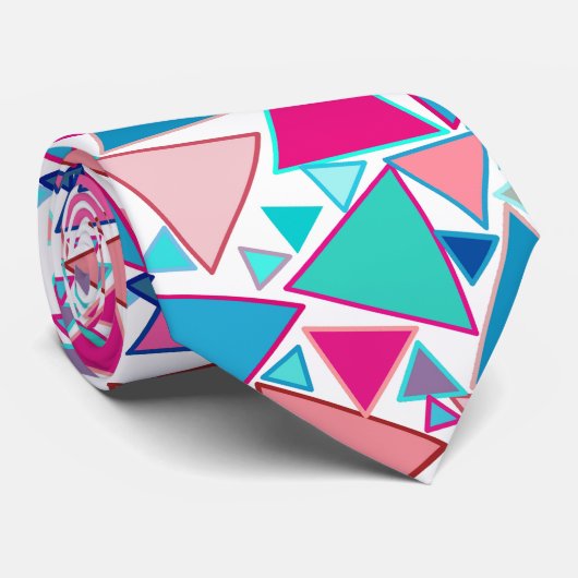 Middelcentraalmoderne driehoeken, Turquoise en kor Stropdas (Opgerold)