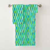 Middelcentrifugeren — Ribbon Print, Turquoise en L Bad Handdoek (Insitu)