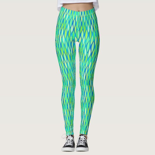 Middelcentrifugeren — Ribbon Print, Turquoise en L Leggings (Voorkant)