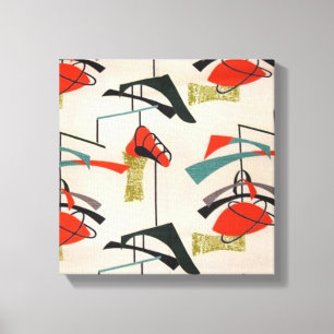 Middelcentury modern atoomweefsel met gestort Canv Canvas Afdruk