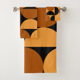 Middelcentury Modern Burnt Clay en Mocha Bad Handdoek