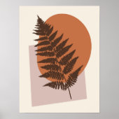 Middelcentury Modern Fern Silhouette Brown en Beig Poster (Voorkant)