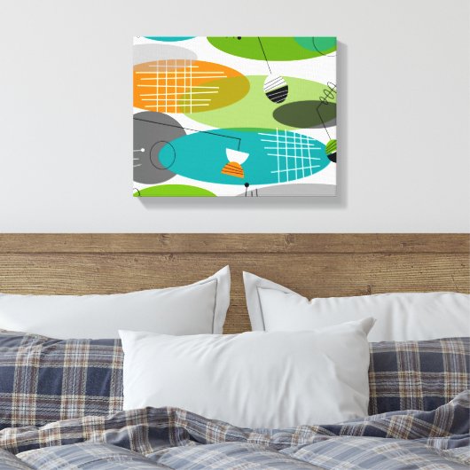 Middelcentury modern gepantserd Canvas Atomic III (Insitu (Slaapkamer))