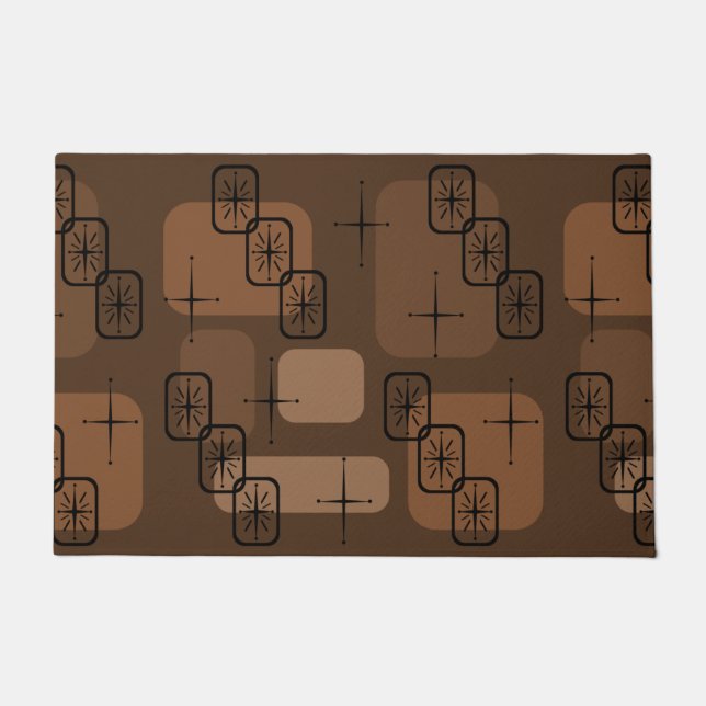 Middelcentury Modern Sputnik Brown Deurmat (Voorkant)