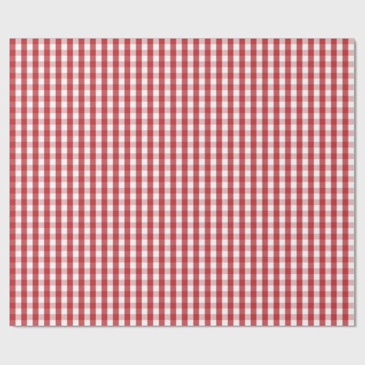 Middeldonkerrood en wit gingham-pakpapier cadeaupapier (Vlak)