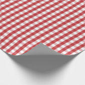 Middeldonkerrood en wit gingham-pakpapier cadeaupapier (Hoek)