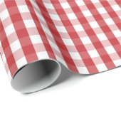 Middeldonkerrood en wit gingham-pakpapier cadeaupapier (Rol Hoek)