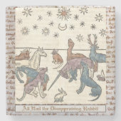 Middeleeuwen nemen konijnenkunst Unicorn Dog Cat a Stenen Onderzetter (Voorkant)