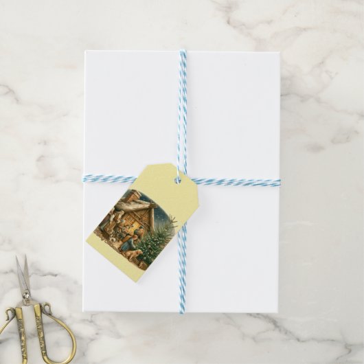 Middeleeuwen rustieke kerst cadeaulabel (Met Touw)