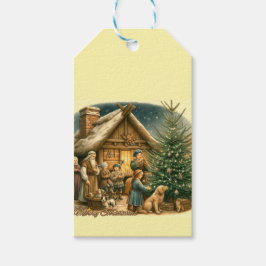 Middeleeuwen rustieke kerst cadeaulabel