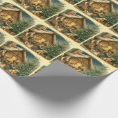 Middeleeuwen rustieke kerst cadeaupapier (Hoek)