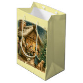 Middeleeuwen rustieke kerst medium cadeauzakje (Voorkant Gekanteld)