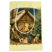 Middeleeuwen rustieke kerst medium cadeauzakje (Voorkant)