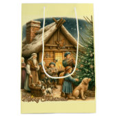 Middeleeuwen rustieke kerst medium cadeauzakje (Achterkant)