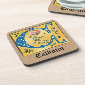 Middeleeuwen, verlicht, letter C Monogram Bier Onderzetter (Linkerzijde)