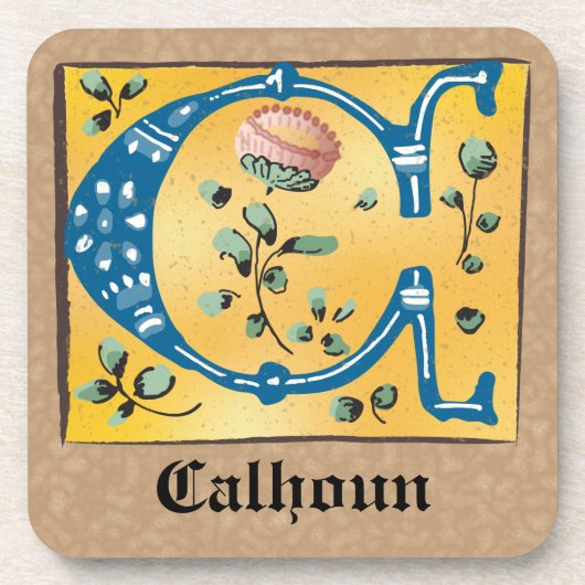 Middeleeuwen, verlicht, letter C Monogram Bier Onderzetter (Voorkant)