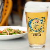 Middeleeuwen, verlicht, letter C Monogram Glas