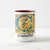 Middeleeuwen, verlicht, letter C Monogram Mok (Midden)