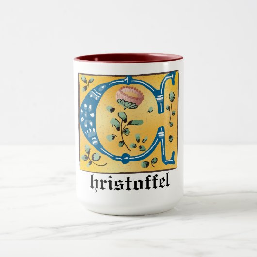 Middeleeuwen, verlicht, letter C Monogram Mok (Midden)