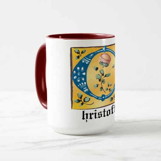 Middeleeuwen, verlicht, letter C Monogram Mok (Voorkant links)