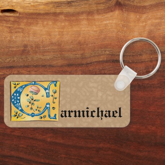 Middeleeuwen, verlicht, letter C Monogram Sleutelhanger (Voorkant)
