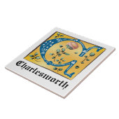 Middeleeuwen, verlicht, letter C Monogram Tegeltje (Zijkant)