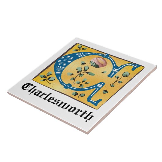 Middeleeuwen, verlicht, letter C Monogram Tegeltje (Zijkant)