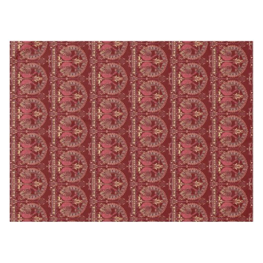 Middeleeuws 12e eeuws pauwenpatroon tafelkleed (Voorkant (Horizontaal))