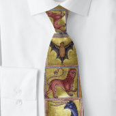 Middeleeuws Aberdeen Bestiary Goud Blauw Bruin Roo Stropdas