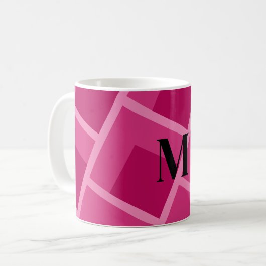 Middeleeuws abstract roze geometrisch koffiemok (Voorkant links)