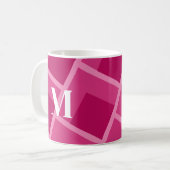 Middeleeuws abstract roze geometrisch koffiemok (Voorkant links)