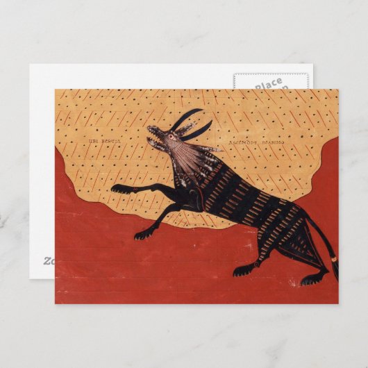 middeleeuws beest briefkaart (Voorkant / Achterkant)