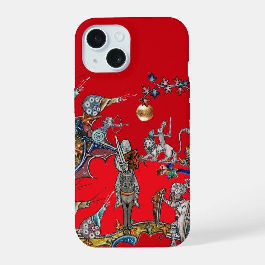 MIDDELEEUWS BESTIARIUM OORLOG, RIDDERS, REUZENSLAK iPhone 15 CASE (Achterkant)