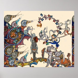 MIDDELEEUWS BESTIARIUM OORLOG, RIDDERS, REUZENSLAK POSTER