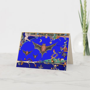 MIDDELEEUWS BESTIARIUM,VLIEGENDE VLEERMUIZEN BOSDI FEESTDAGEN KAART