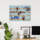 MIDDELEEUWS BESTIARIUM, ZEE MONSTERS FANTASIE DIER POSTER (Thuiskantoor)